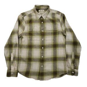 Madewell Perfect Fit Flannel Shirt Men's S Green Plaid‎ Long Sleeve EUC Gorpcore
